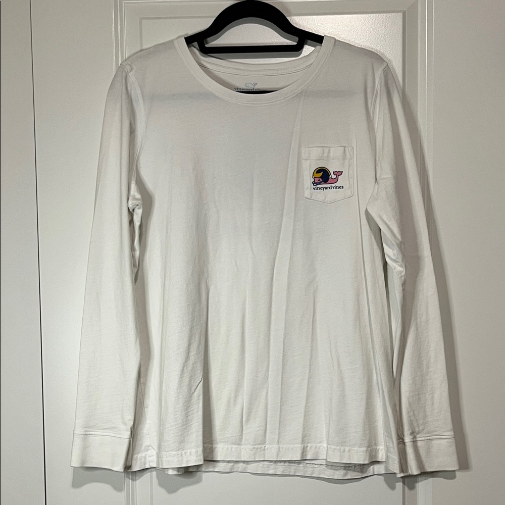 Vineyard Vines Michigan Wolverines  White Long Sleeve Tee